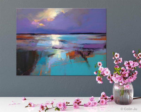 Abstract Landscape Painting on Canvas, Large Paintings for Bedroom, Oversized Contemporary Wall Art Paintings, Extra Large Original Artwork-Silvia Home Craft