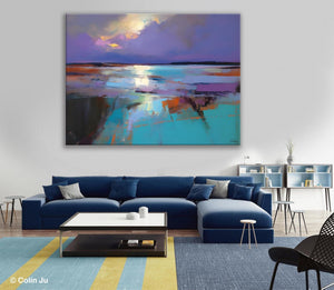 Abstract Landscape Painting on Canvas, Large Paintings for Bedroom, Oversized Contemporary Wall Art Paintings, Extra Large Original Artwork-Silvia Home Craft
