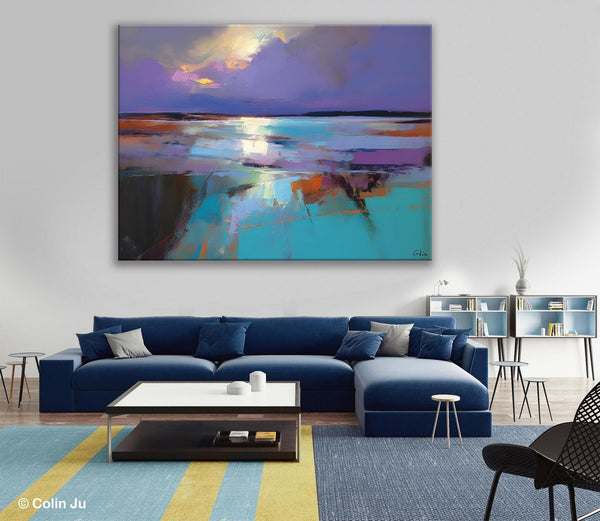 Abstract Landscape Painting on Canvas, Large Paintings for Bedroom, Oversized Contemporary Wall Art Paintings, Extra Large Original Artwork-Silvia Home Craft