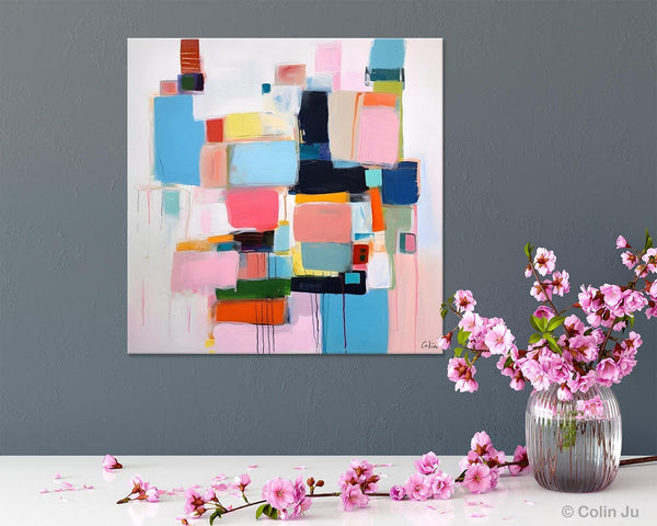 Modern Canvas Paintings, Large Abstract Art for Bedroom, Original Abstract Wall Art, Simple Modern Acrylic Artwork, Contemporary Canvas Art-Silvia Home Craft