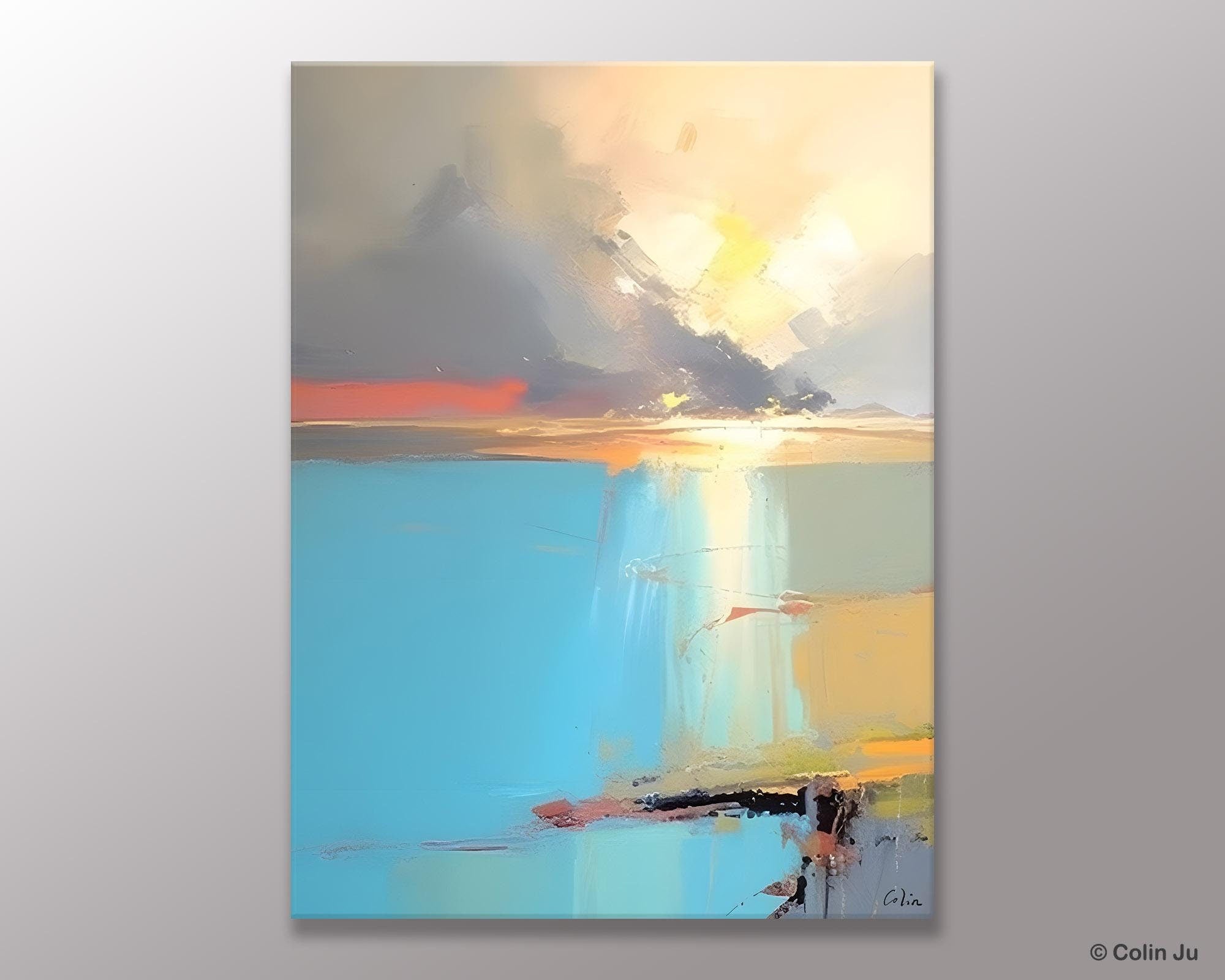 Contemporary Acrylic Painting on Canvas, Large Original Artwork, Large Landscape Paintings for Living Room, Modern Canvas Art Paintings-Silvia Home Craft
