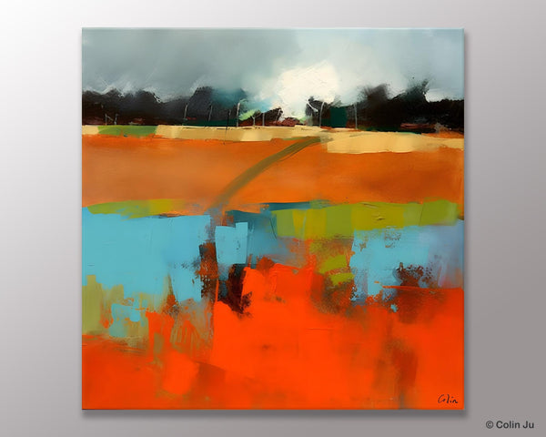 Original Abstract Wall Art, Landscape Acrylic Art, Landscape Canvas Art, Hand Painted Canvas Art, Large Abstract Painting for Living Room-Silvia Home Craft