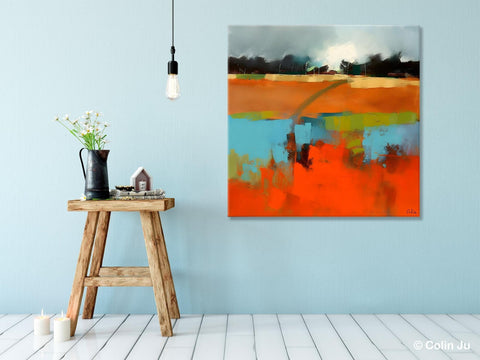 Original Abstract Wall Art, Landscape Acrylic Art, Landscape Canvas Art, Hand Painted Canvas Art, Large Abstract Painting for Living Room-Silvia Home Craft