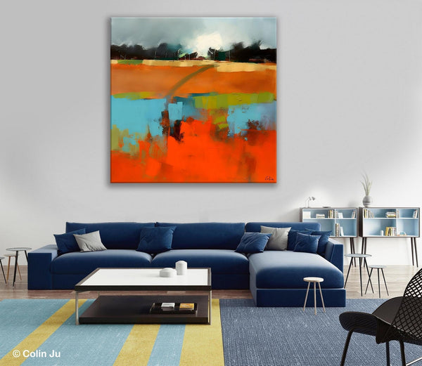 Original Abstract Wall Art, Landscape Acrylic Art, Landscape Canvas Art, Hand Painted Canvas Art, Large Abstract Painting for Living Room-Silvia Home Craft