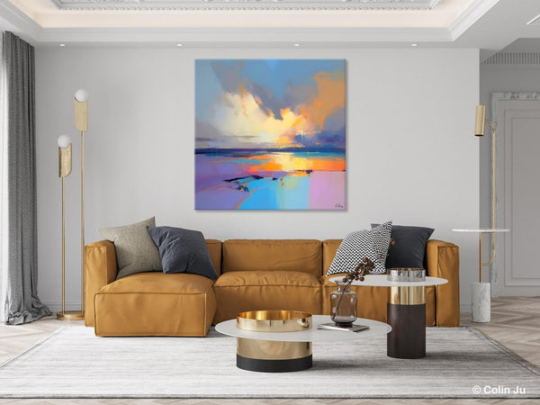 Sunrise Landscape Acrylic Art, Landscape Canvas Art, Original Abstract Art, Hand Painted Canvas Art, Large Abstract Painting for Living Room-Silvia Home Craft