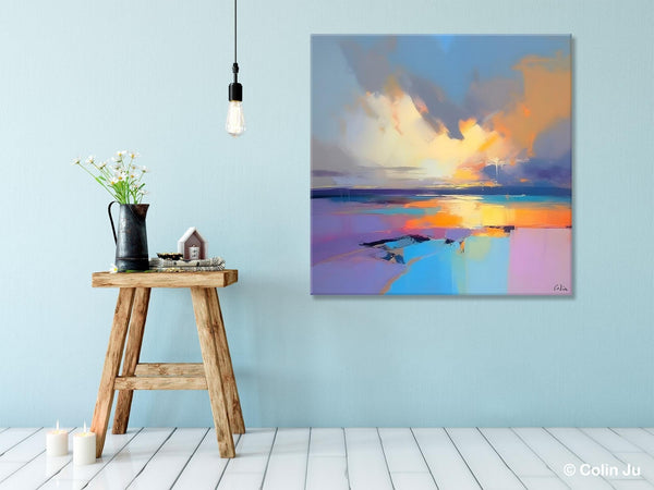 Sunrise Landscape Acrylic Art, Landscape Canvas Art, Original Abstract Art, Hand Painted Canvas Art, Large Abstract Painting for Living Room-Silvia Home Craft