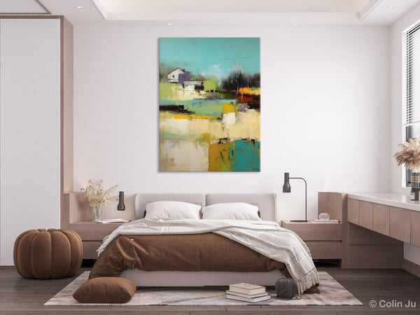 Landscape Canvas Paintings for Dining Room, Extra Large Modern Wall Art, Acrylic Painting on Canvas, Original Landscape Abstract Painting-Silvia Home Craft