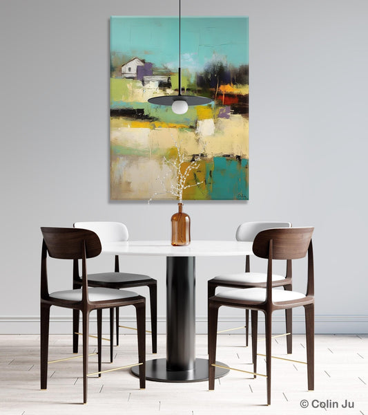 Landscape Canvas Paintings for Dining Room, Extra Large Modern Wall Art, Acrylic Painting on Canvas, Original Landscape Abstract Painting-Silvia Home Craft