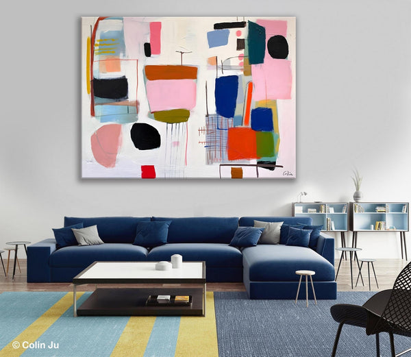 Contemporary Acrylic Painting on Canvas, Original Canvas Art, Large Wall Art Painting for Bedroom, Oversized Modern Abstract Wall Paintings-Silvia Home Craft
