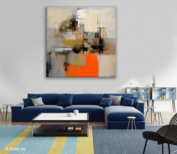 Large Abstract Art for Bedroom, Original Abstract Wall Art, Simple Modern Acrylic Artwork, Modern Canvas Paintings, Contemporary Canvas Art-Silvia Home Craft