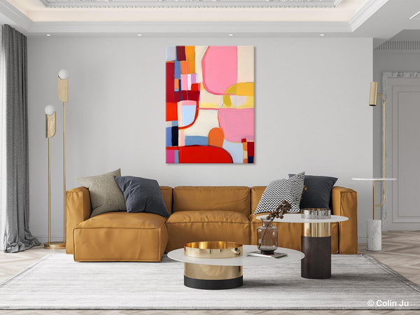 Original Canvas Artwork, Contemporary Acrylic Painting on Canvas, Large Painting for Dining Room, Simple Abstract Art, Wall Art Paintings-Silvia Home Craft