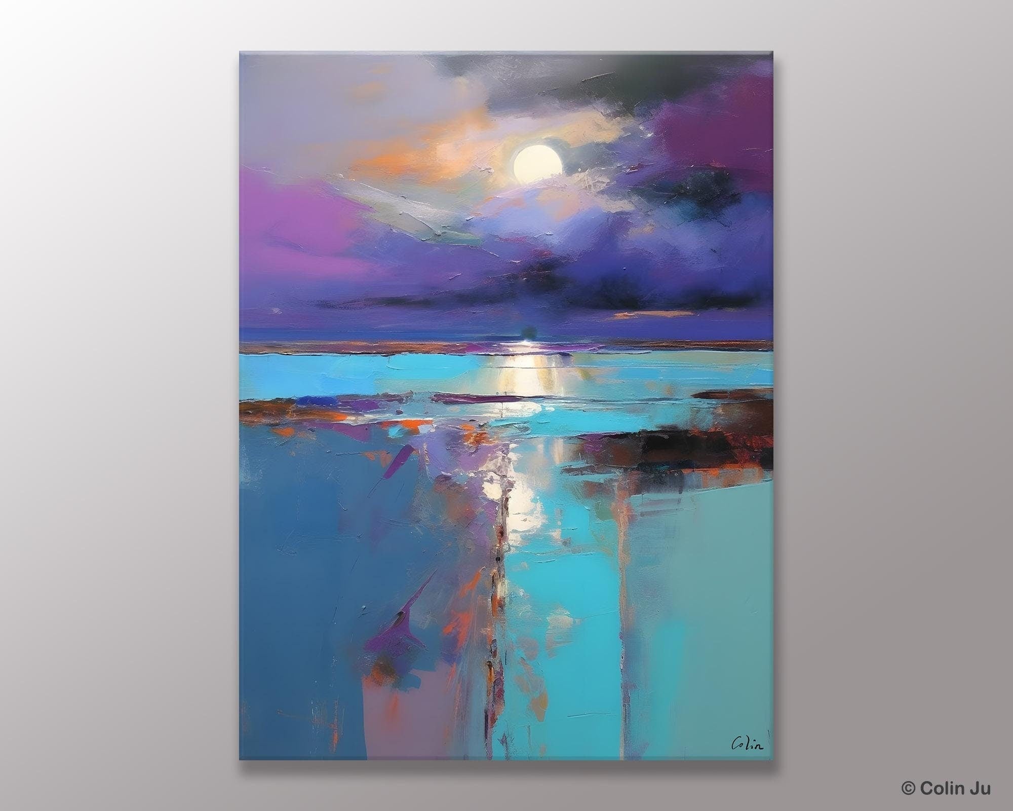 Extra Large Original Art, Landscape Painting on Canvas, Hand Painted Canvas Art, Abstract Landscape Artwork, Contemporary Wall Art Paintings-Silvia Home Craft