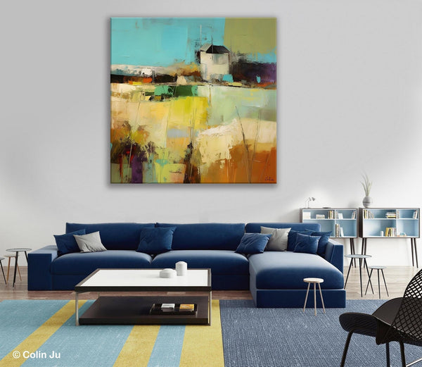 Landscape Canvas Paintings, Landscape Acrylic Art, Original Abstract Art, Hand Painted Canvas Art, Large Landscape Paintings for Living Room-Silvia Home Craft