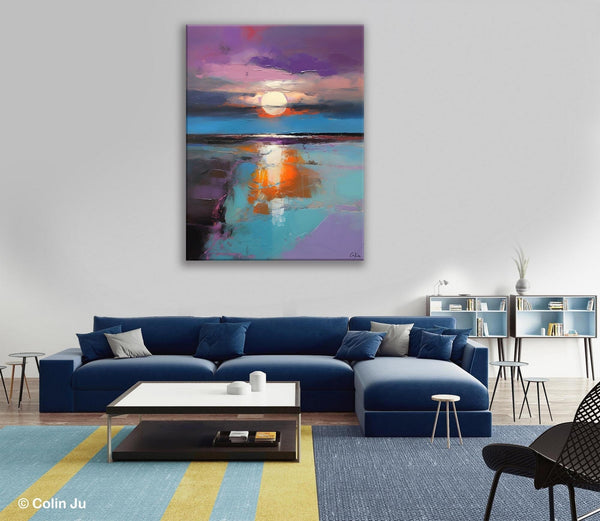 Original Landscape Painting on Canvas, Hand Painted Canvas Art, Abstract Landscape Artwork, Contemporary Wall Art Paintings, Huge Canvas Art-Silvia Home Craft