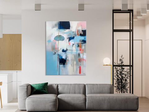 Large Wall Paintings for Bedroom, Contemporary Abstract Paintings on Canvas, Oversized Abstract Wall Art Paintings, Original Abstract Art-Silvia Home Craft