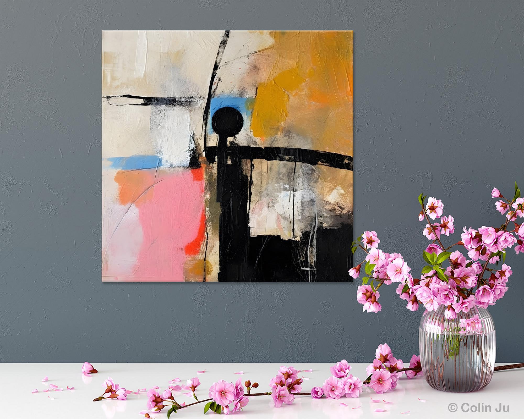 Extra Large Abstract Paintings for Bedroom, Original Modern Acrylic Wall Art, Modern Canvas Art Paintings, Abstract Wall Art for Dining Room-Silvia Home Craft