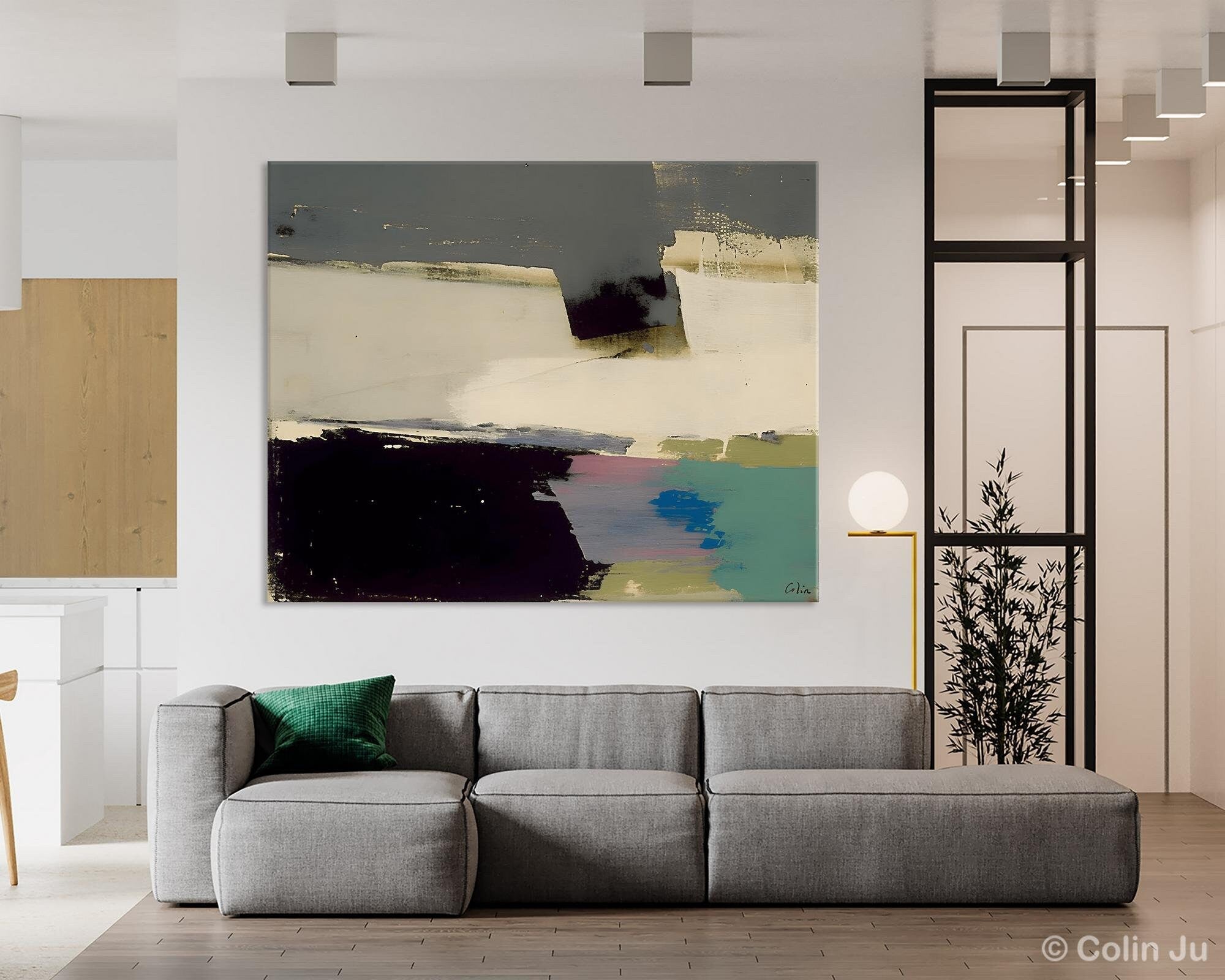 Abstract Landscape Paintings, Modern Wall Art for Living Room, Landscape Acrylic Paintings, Original Abstract Abstract Painting on Canvas-Silvia Home Craft