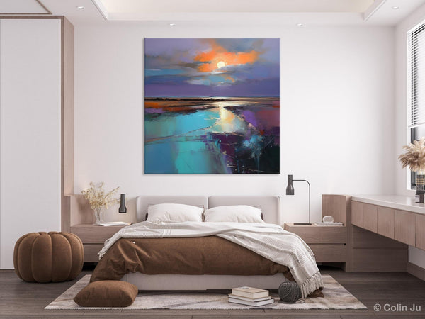 Landscape Acrylic Art, Original Abstract Art, Landscape Canvas Paintings, Hand Painted Canvas Art, Large Landscape Paintings for Living Room-Silvia Home Craft