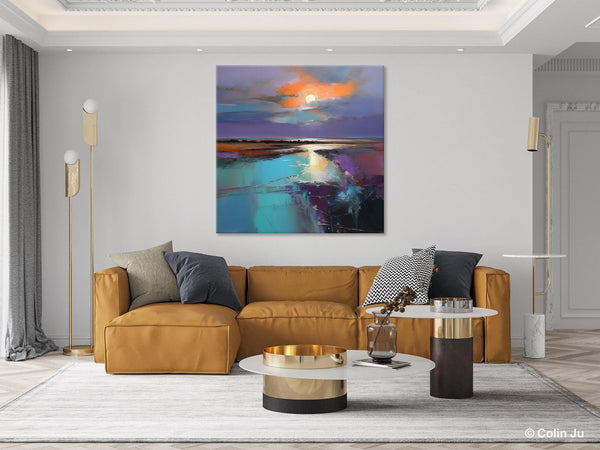 Landscape Acrylic Art, Original Abstract Art, Landscape Canvas Paintings, Hand Painted Canvas Art, Large Landscape Paintings for Living Room-Silvia Home Craft