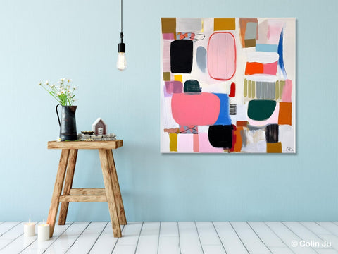 Geometric Modern Acrylic Art, Modern Original Abstract Art, Large Wall Art for Bedroom, Canvas Paintings for Sale, Contemporary Canvas Art-Silvia Home Craft