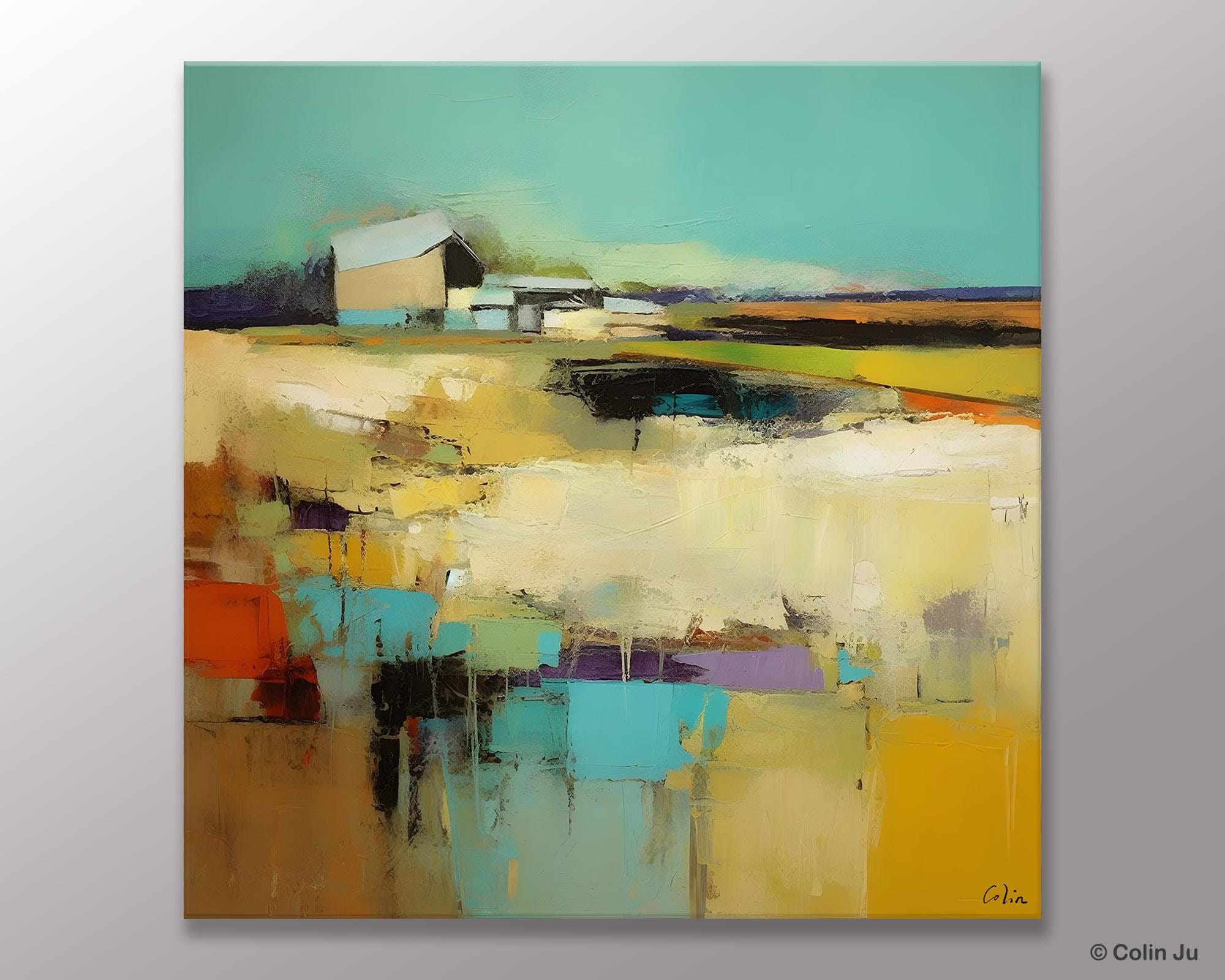 Large Landscape Canvas Paintings, Hand Painted Canvas Art, Landscape Acrylic Art, Original Abstract Art, Landscape Paintings for Living Room-Silvia Home Craft
