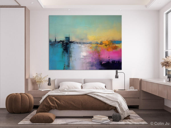 Hand Painted Original Canvas Wall Art, Abstract Landscape Paintings for Bedroom, Modern Landscape Artwork, Contemporary Acrylic Paintings-Silvia Home Craft