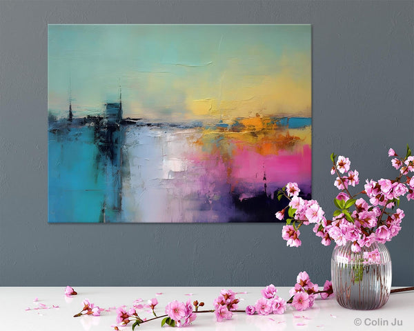 Hand Painted Original Canvas Wall Art, Abstract Landscape Paintings for Bedroom, Modern Landscape Artwork, Contemporary Acrylic Paintings-Silvia Home Craft