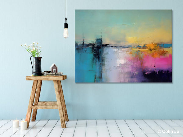 Hand Painted Original Canvas Wall Art, Abstract Landscape Paintings for Bedroom, Modern Landscape Artwork, Contemporary Acrylic Paintings-Silvia Home Craft