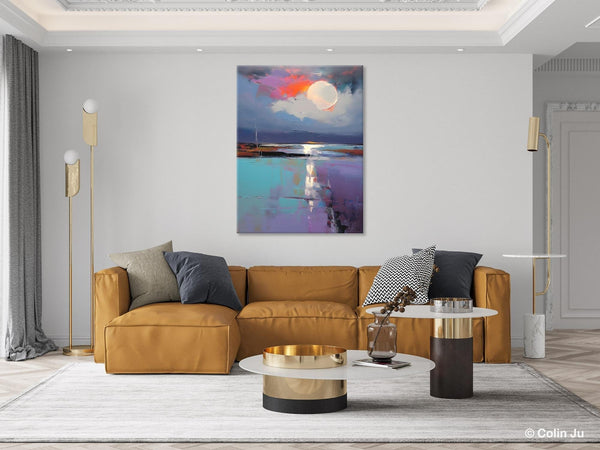 Abstract Landscape Painting for Bedroom, Oversized Canvas Wall Art Paintings, Original Modern Artwork, Contemporary Acrylic Art on Canvas-Silvia Home Craft