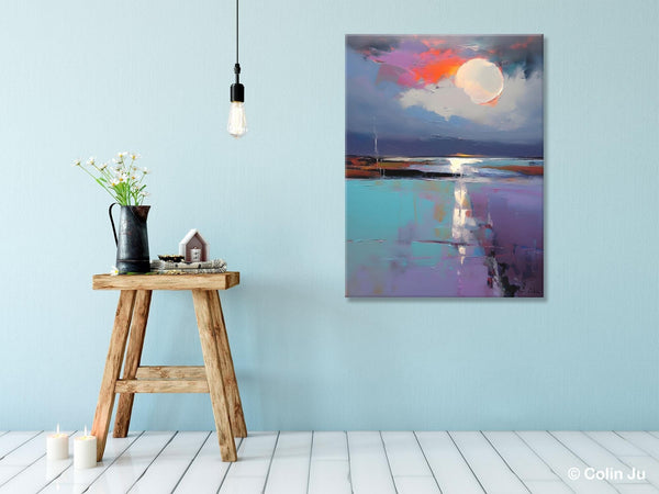 Abstract Landscape Painting for Bedroom, Oversized Canvas Wall Art Paintings, Original Modern Artwork, Contemporary Acrylic Art on Canvas-Silvia Home Craft