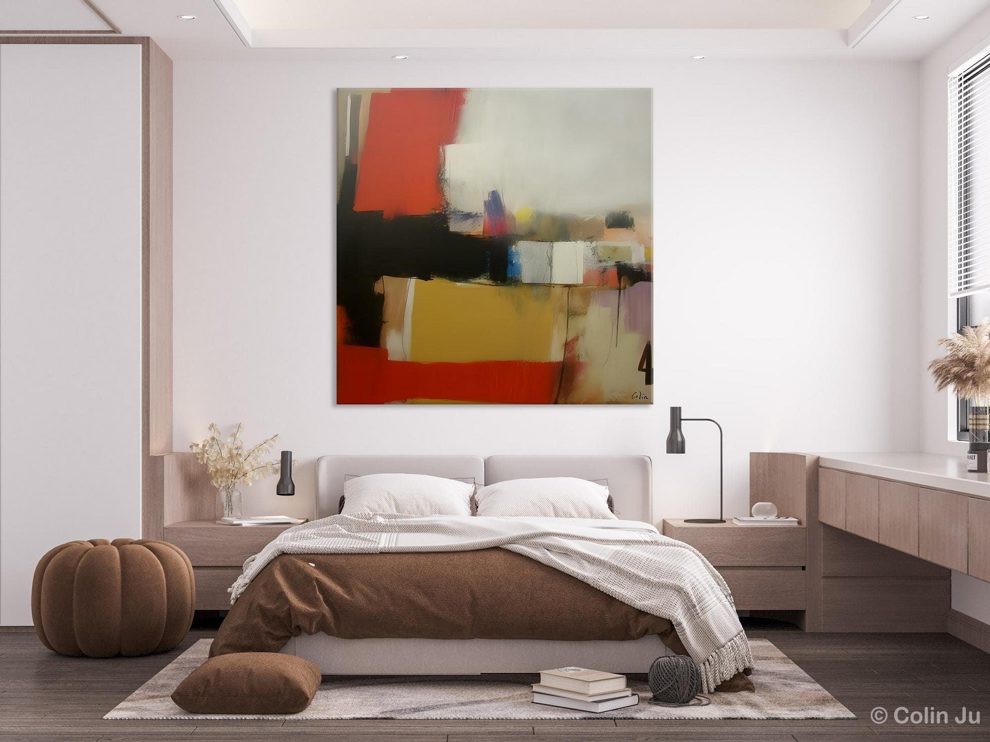 Modern Original Abstract Art, Canvas Paintings for Sale, Large Wall Art for Bedroom, Geometric Modern Acrylic Art, Contemporary Canvas Art-Silvia Home Craft