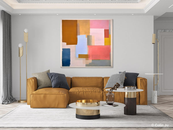 Original Abstract Art, Canvas Paintings for Sale, Large Modern Wall Art for Bedroom, Geometric Modern Acrylic Art, Contemporary Canvas Art-Silvia Home Craft