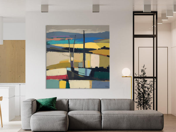 Landscape Canvas Art, Original Abstract Art, Hand Painted Canvas Art, Abstract Landscape Painting, Large Abstract Painting for Living Room-Silvia Home Craft