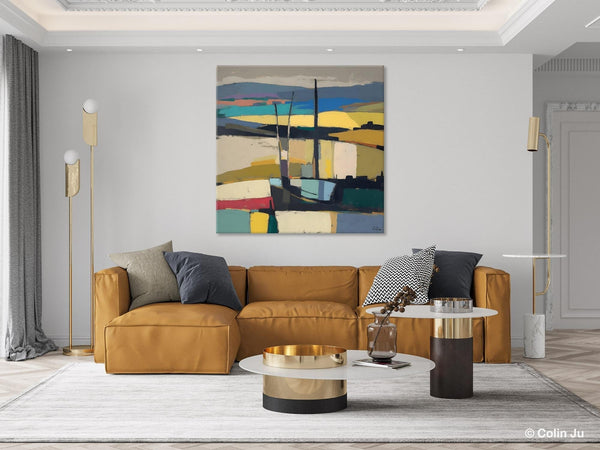 Landscape Canvas Art, Original Abstract Art, Hand Painted Canvas Art, Abstract Landscape Painting, Large Abstract Painting for Living Room-Silvia Home Craft