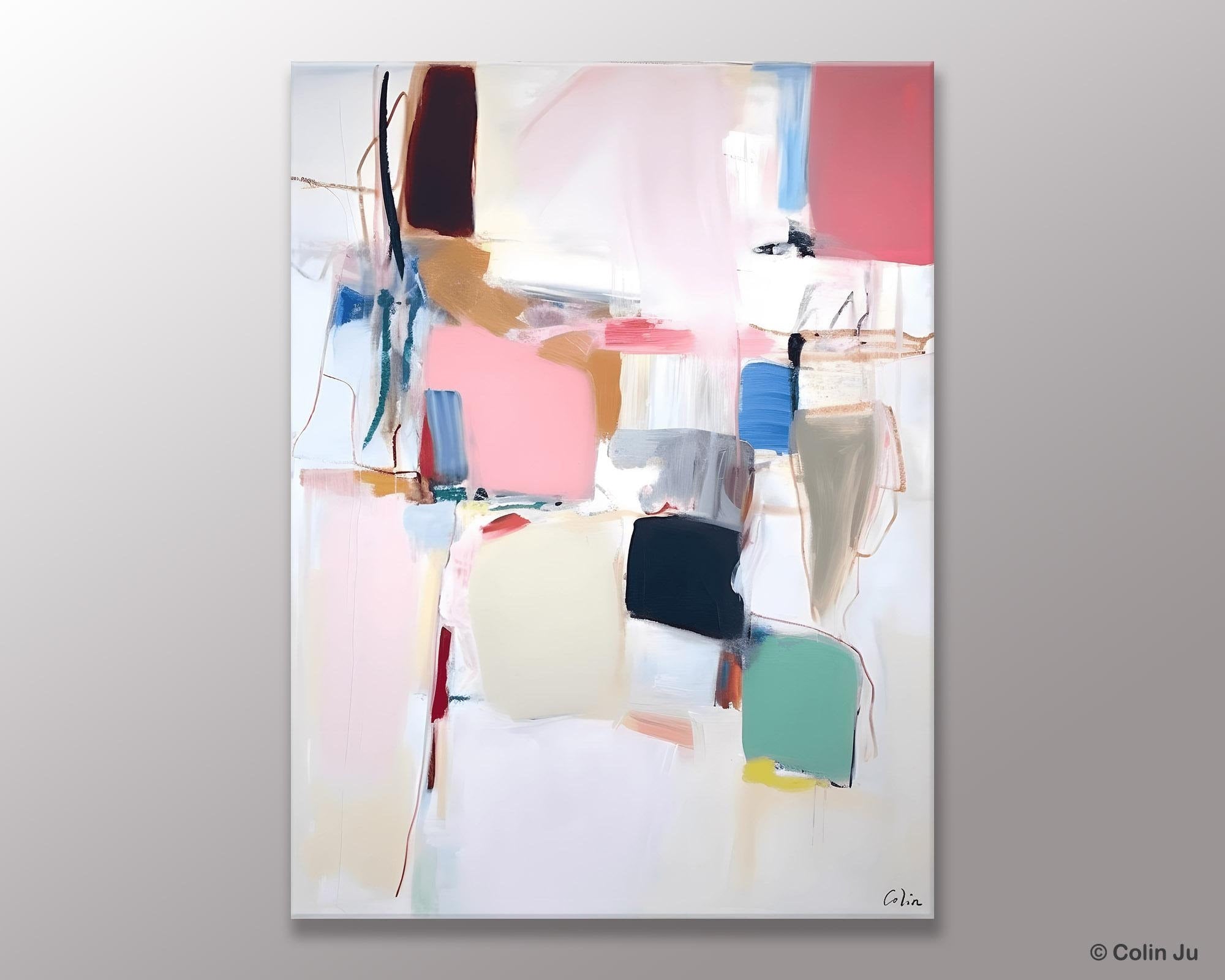 Abstract Painting on Canvas, Contemporary Acrylic Paintings, Extra Large Canvas Painting for Bedroom, Original Abstract Wall Art for Sale-Silvia Home Craft