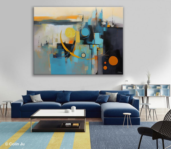 Extra Large Canvas Painting for Living Room, Original Acrylic Wall Art, Oversized Contemporary Acrylic Paintings, Abstract Canvas Paintings-Silvia Home Craft