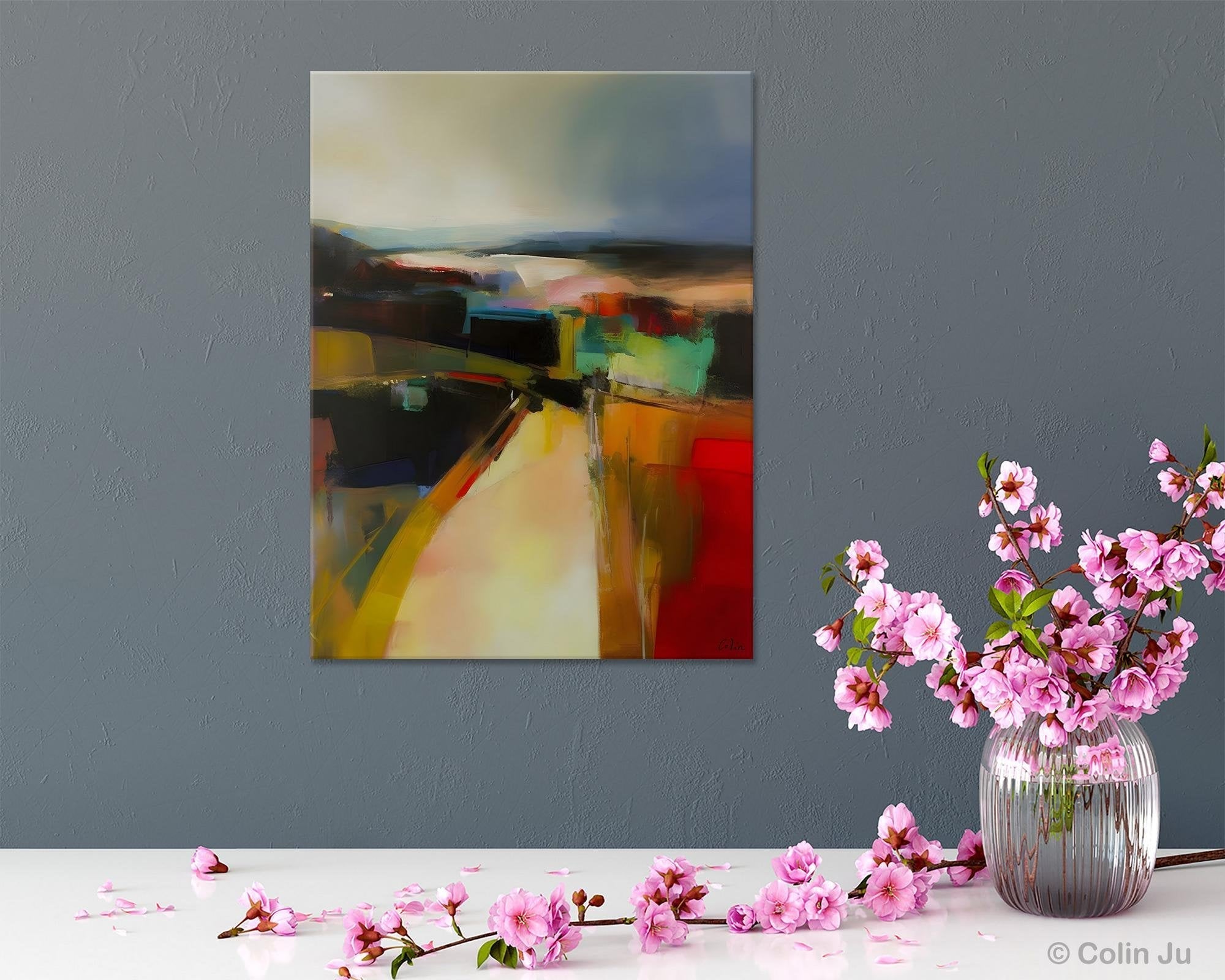 Original Landscape Paintings, Acrylic Painting on Canvas, Extra Large Paintings for Bedroom, Modern Paintings, Large Contemporary Wall Art-Silvia Home Craft