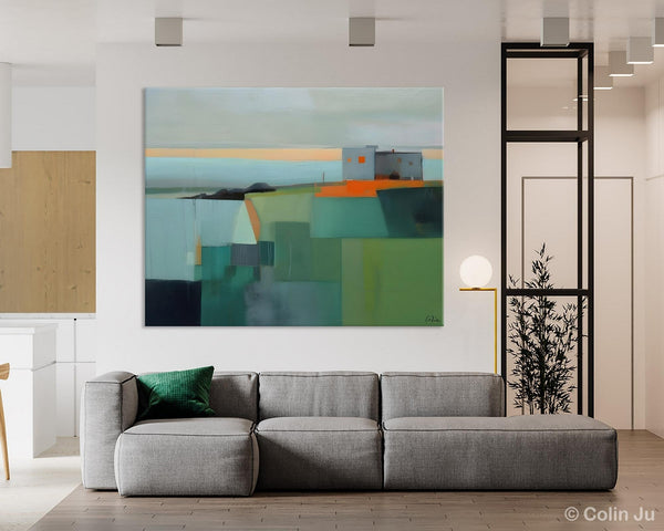 Large Original Canvas Wall Art, Contemporary Landscape Paintings, Extra Large Acrylic Painting for Dining Room, Abstract Painting on Canvas-Silvia Home Craft