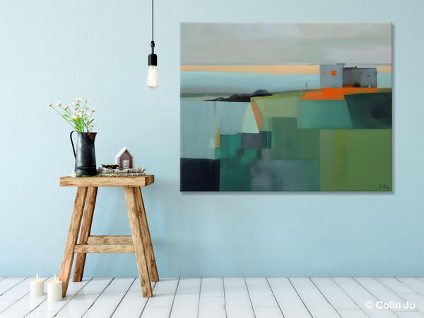 Large Original Canvas Wall Art, Contemporary Landscape Paintings, Extra Large Acrylic Painting for Dining Room, Abstract Painting on Canvas-Silvia Home Craft