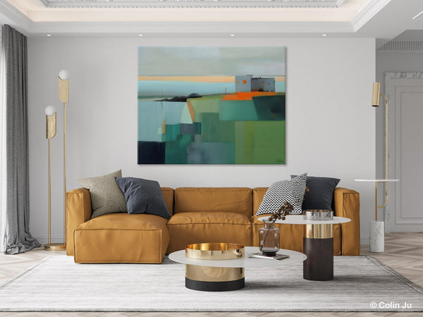 Large Original Canvas Wall Art, Contemporary Landscape Paintings, Extra Large Acrylic Painting for Dining Room, Abstract Painting on Canvas-Silvia Home Craft