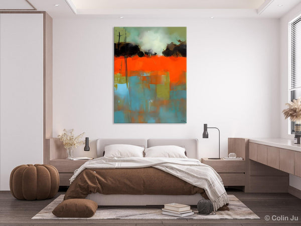 Landscape Canvas Art, Simple Modern Wall Art, Contemporary Acrylic Paintings, Original Abstract Paintings, Large Canvas Painting for Bedroom-Silvia Home Craft