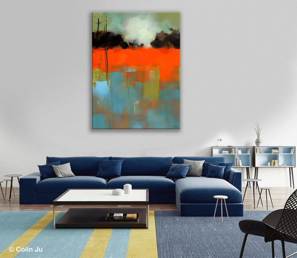 Landscape Canvas Art, Simple Modern Wall Art, Contemporary Acrylic Paintings, Original Abstract Paintings, Large Canvas Painting for Bedroom-Silvia Home Craft