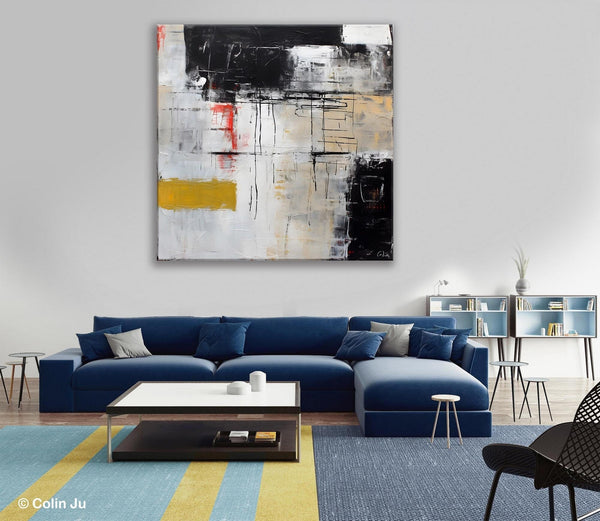 Large Abstract Art for Bedroom, Original Abstract Wall Art, Simple Modern Acrylic Artwork, Modern Canvas Paintings, Contemporary Canvas Art-Silvia Home Craft