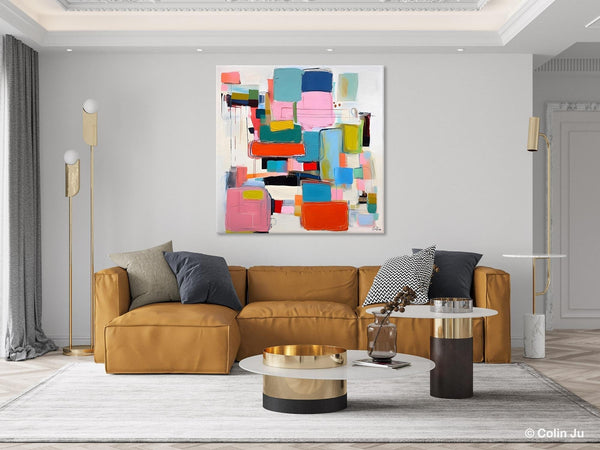 Original Abstract Wall Art, Geometric Modern Acrylic Art, Large Abstract Art for Bedroom, Modern Canvas Paintings, Contemporary Canvas Art-Silvia Home Craft