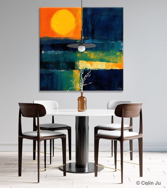 Large Abstract Painting for Dining Room, Modern Acrylic Artwork, Simple Canvas Paintings, Contemporary Canvas Art, Original Modern Wall Art-Silvia Home Craft