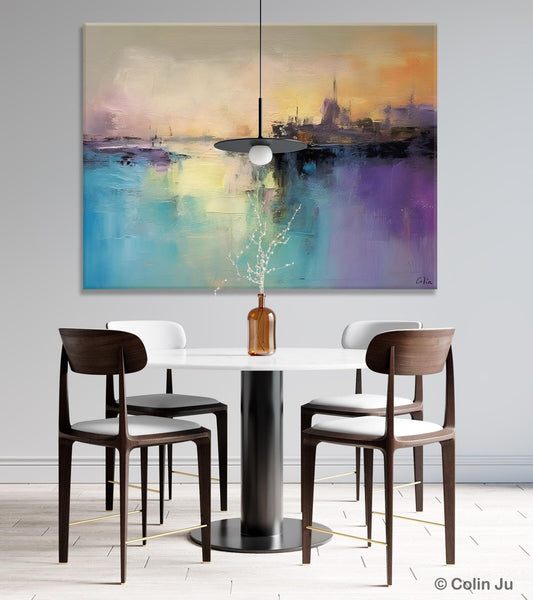 Large Paintings for Bedroom, Oversized Contemporary Wall Art Paintings, Abstract Landscape Painting on Canvas, Extra Large Original Artwork-Silvia Home Craft