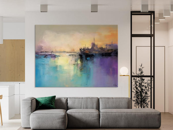 Large Paintings for Bedroom, Oversized Contemporary Wall Art Paintings, Abstract Landscape Painting on Canvas, Extra Large Original Artwork-Silvia Home Craft