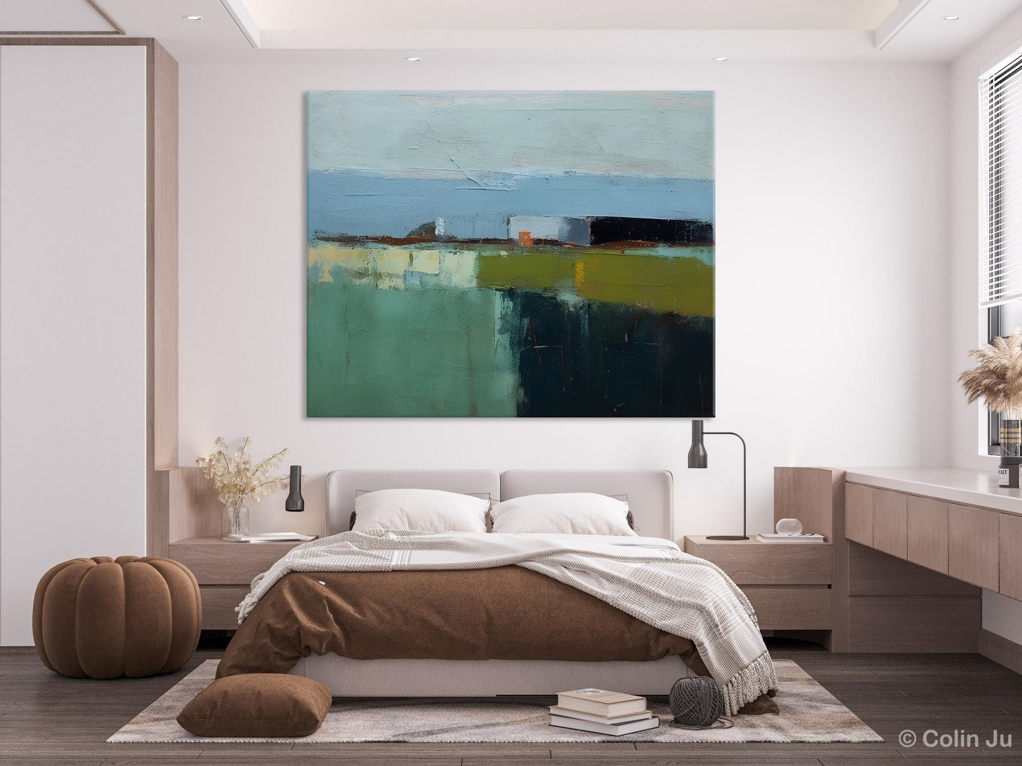Landscape Acrylic Paintings, Landscape Abstract Painting, Modern Wall Art for Living Room, Original Abstract Art, Acrylic Painting on Canvas-Silvia Home Craft