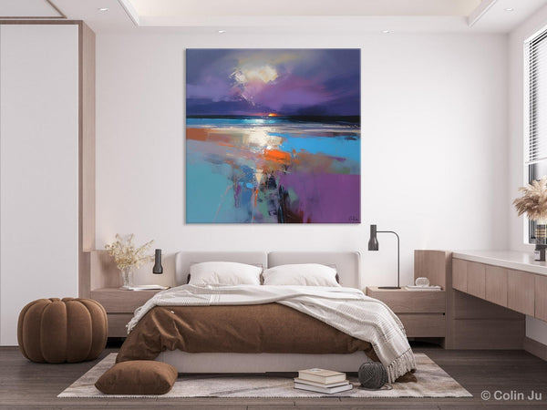 Original Abstract Art, Hand Painted Canvas Art, Landscape Canvas Art, Sunrise Landscape Acrylic Art, Large Abstract Painting for Living Room-Silvia Home Craft