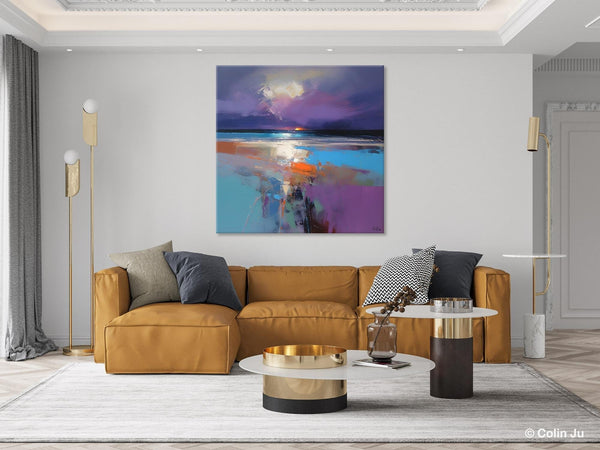 Original Abstract Art, Hand Painted Canvas Art, Landscape Canvas Art, Sunrise Landscape Acrylic Art, Large Abstract Painting for Living Room-Silvia Home Craft